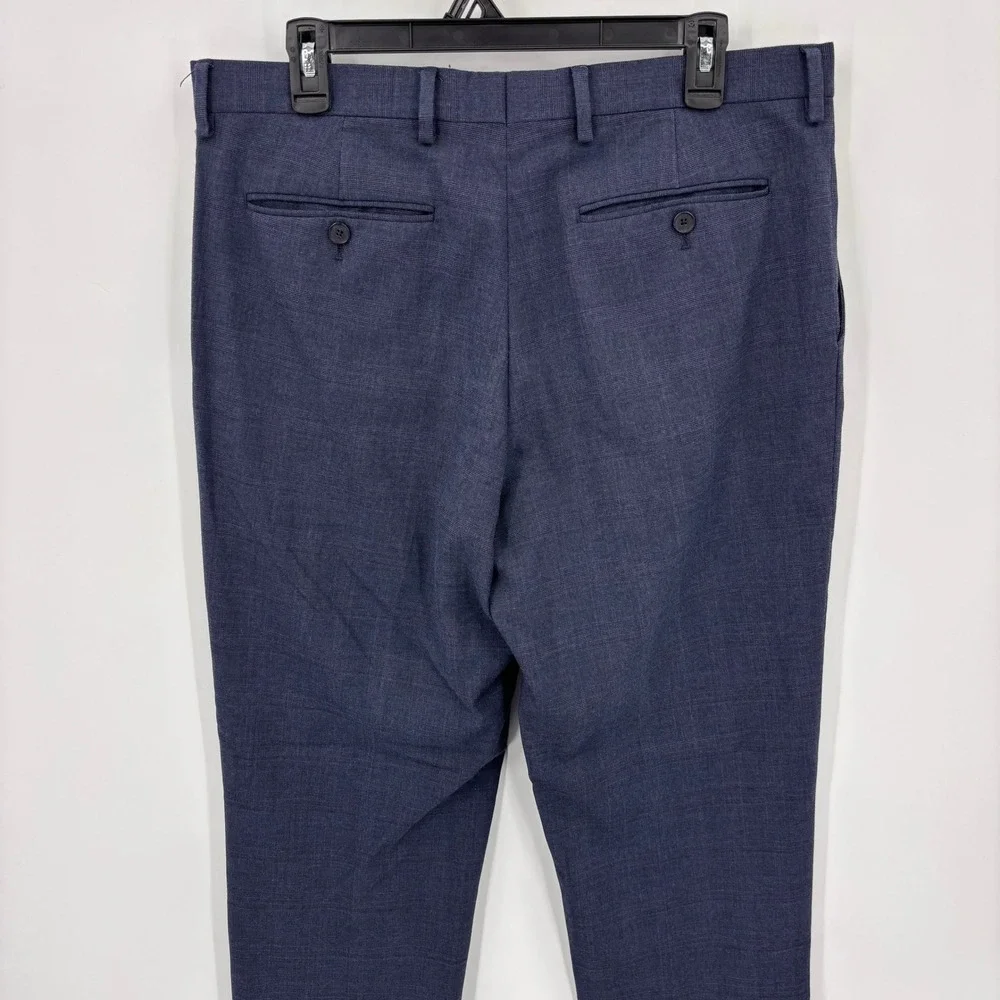 Banana Republic Slim Fit Dress Pants Mens 33x32 Blue Glen Check Stretch Trousers